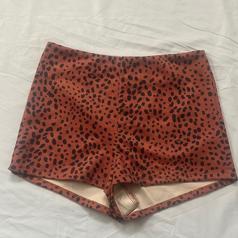 She + Sky Brown and Black Animal Print Shorts
